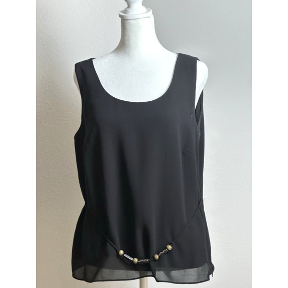Studio I Women’s Black Top Size 12 Black Sleeveless Top With Decorative Beads - Picture 16 of 16